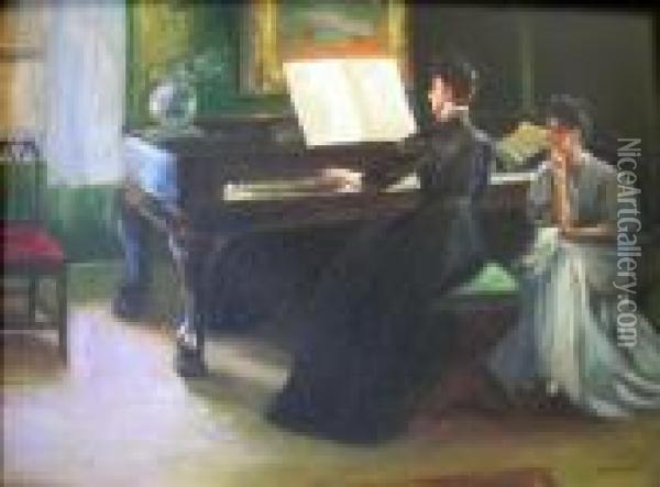 Parlor Piano Oil Painting - Winslow Homer