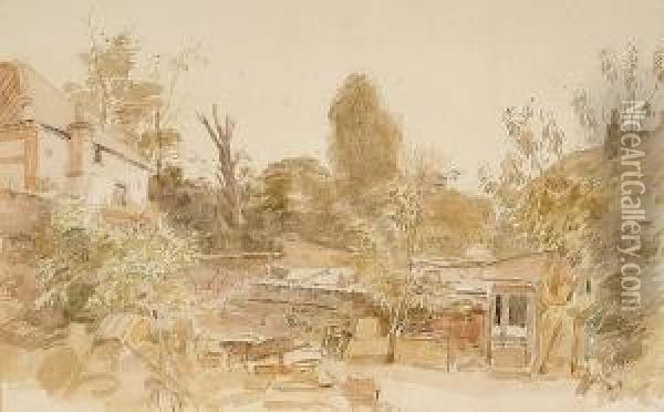 The Back Garden Oil Painting - Walter Westley Russell