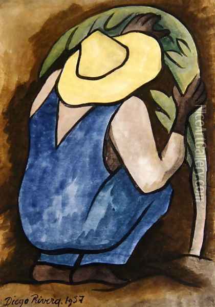 Agriculturist 1937 Oil Painting - Diego Rivera