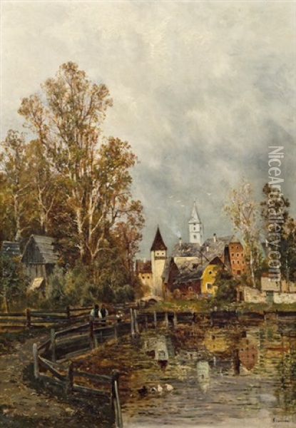 Stadt In Niederosterreich Oil Painting - Theodor von Hoermann