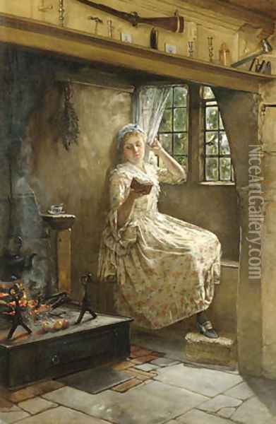 A Cosey Corner Oil Painting - Francis Davis Millet