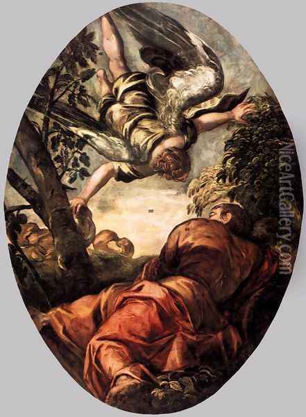 Elijah Fed by the Angel Oil Painting - Jacopo Tintoretto (Robusti)