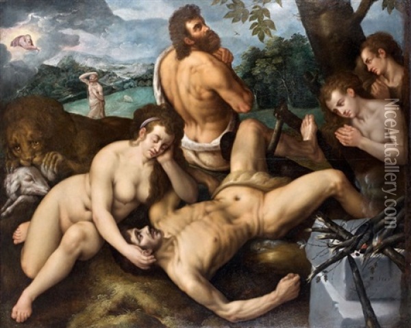 Adam Et Eve Pleurant La Mort D'abel Oil Painting - Frans Floris the Elder