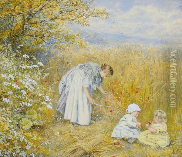 A Surrey Cornfield Oil Painting - Etheline Eva Dell