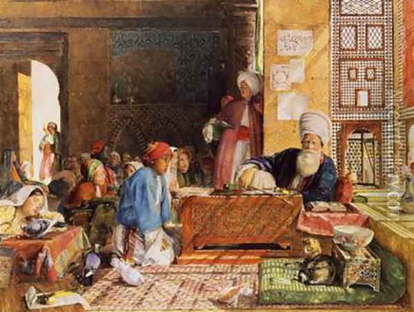 Interior of a School Cairo 5 Oil Painting - John Frederick Lewis