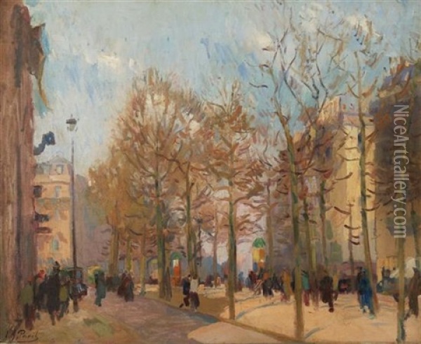 Parisian Street View Oil Painting - Elie Anatole Pavil