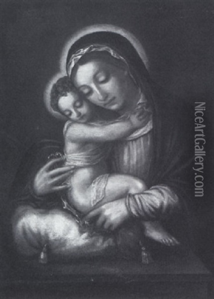 Madonna And The Christ Child Oil Painting - Pietro da Cortona