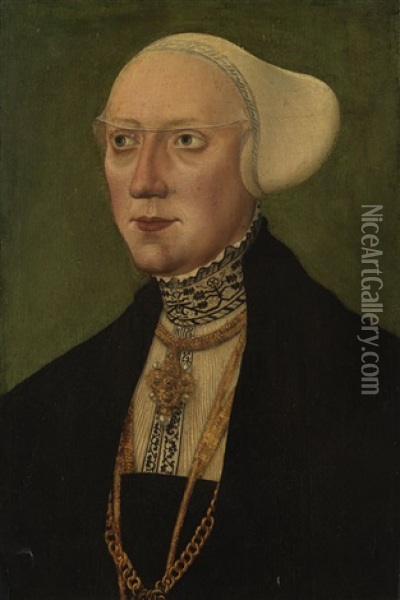 Portrat Der Maria Jacobaa Von Baden, Ehefrau Von Wilhelm Iv Von Bayern Oil Painting - Hans Schoepfer the Elder
