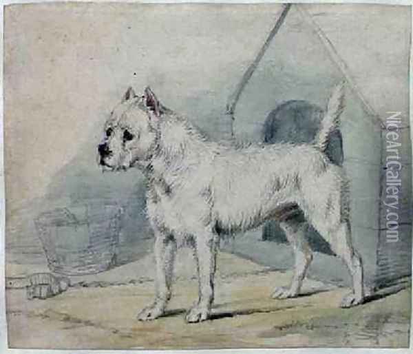 Dog Outside a Kennel Oil Painting - Sir Edwin Henry Landseer