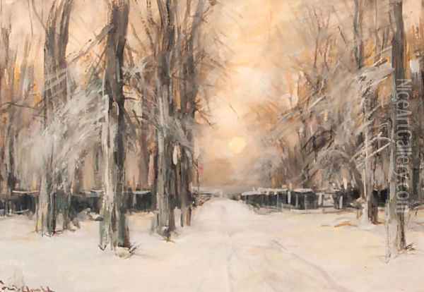 A winter landscape Oil Painting - Louis Apol