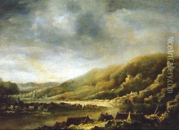 Paysage Panoramique Vallonne Avec Une Riviere Oil Painting - Hercules Seghers