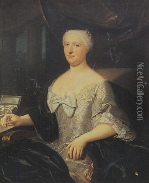 Portrait De Madame De Barrigue De Fontainieu, Nee De Gauthier D'eguines, Niece De Joseph Marie Roch Oil Painting - Claude Arnulphy