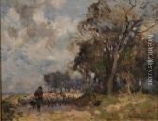 Shepherd On A Country Track Oil Painting - William Bradley Lamond