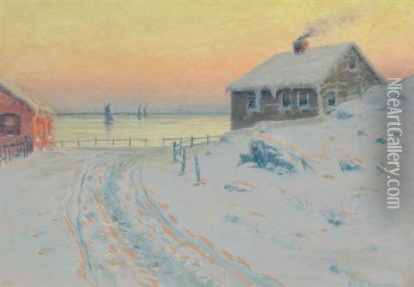 Hunter's Cabin On The St. Lawrence Oil Painting - Lovell Birge Harrison