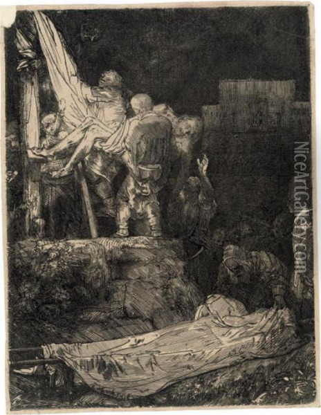 The Descent From The Cross By Torchlight Oil Painting - Rembrandt Van Rijn