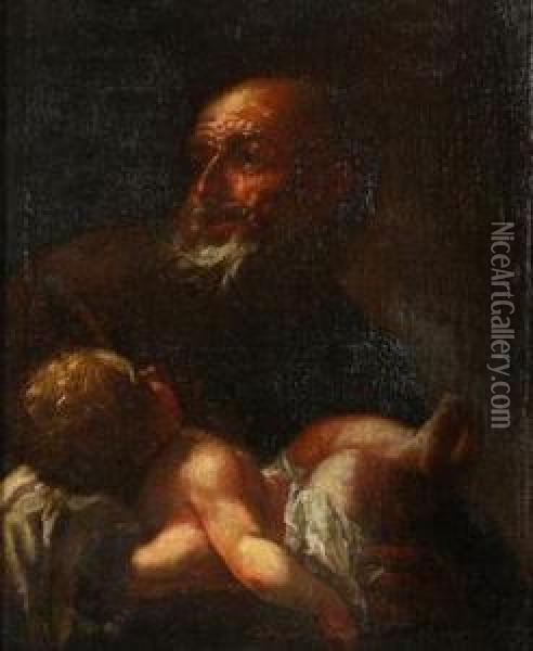 Simeon With The Baby Jesus Oil Painting - Brandl Petr