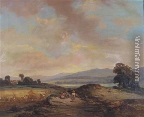 Harvest In France Oil Painting - Charles T. Webber
