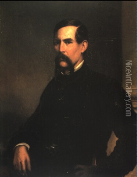 Portrait Of Captain Sir Richard Francis Burton In Dark Dress Oil Painting - Wilhelm Ludwig Lehmann
