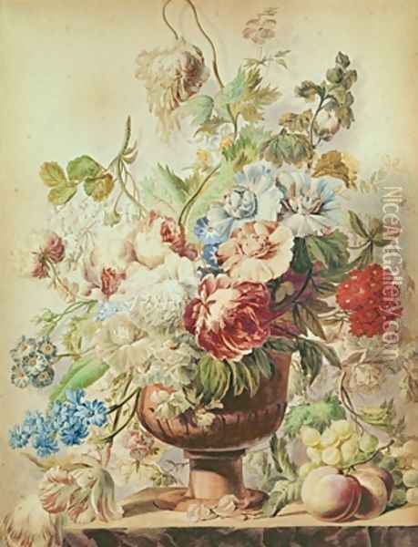 Still Life with Flowers and Fruit Oil Painting - Pieter van Loo