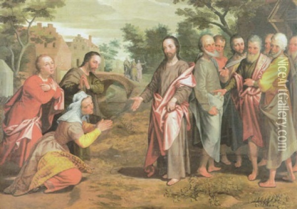 Christus Und Die Sohne Des Zebedaus Oil Painting - Maerten Jacobsz van Heemskerck