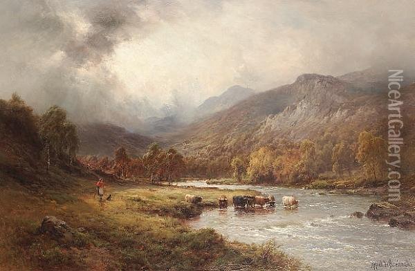 Near Dunkeld Oil Painting - Alfred de Breanski