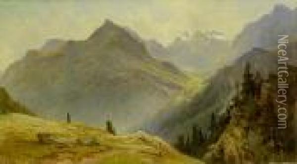 Morgenstimmung Im Gebirge. Oil Painting - Hans Dahl