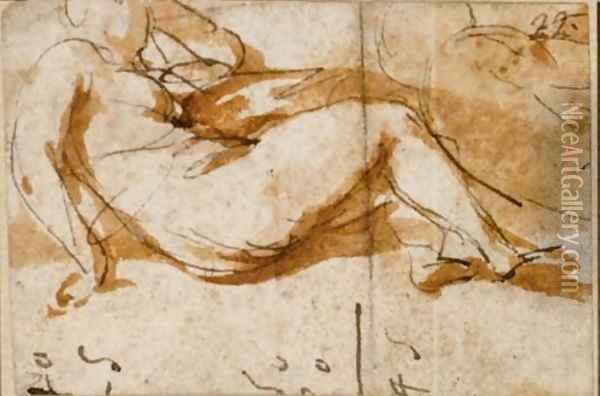 Une femme nue allongee, tournee vers la droite Oil Painting - Giovanni Baglione