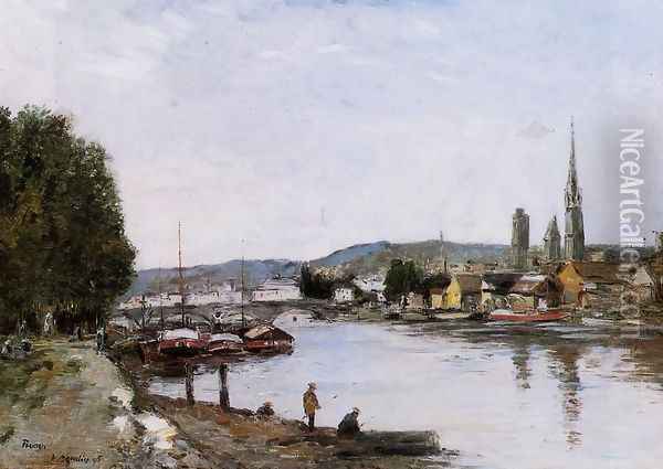 Rouen, View from the Queen's Way Oil Painting - Eugene Boudin