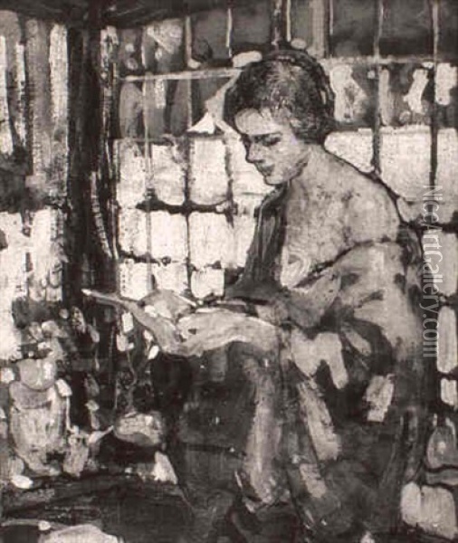 Woman Reading Oil Painting - Richard Edward Miller