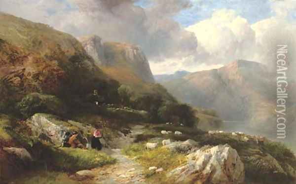 Near Dolgellau, North Wales Oil Painting - George Cole, Snr.