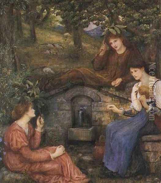 By a Clear Well with a Little Field 1883 Oil Painting - Maria Euphrosyne Spartali, later Stillman