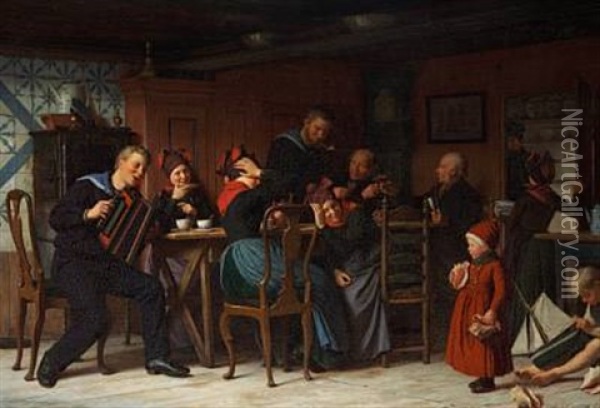 Mariners On Leave Oil Painting - Johann Julius Exner