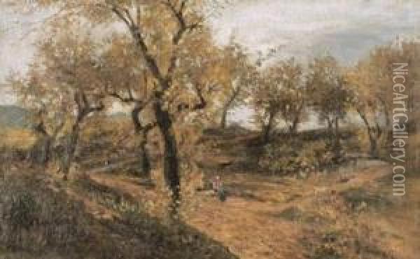 Herbstliche Landschaft. Oil Painting - Eugenio Gignous