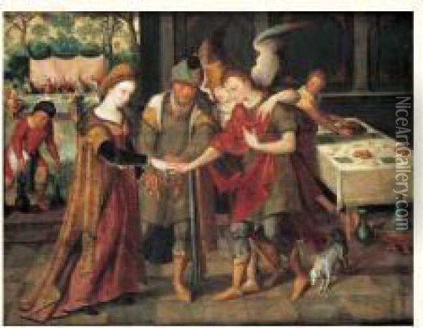 Le Mariage De La Vierge Oil Painting - Master Of The Prodigal Son