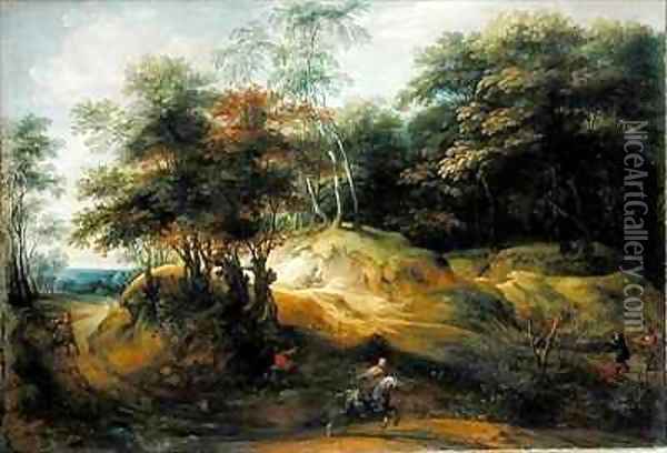 Forest Landscape with Ambush Oil Painting - Jacques Fouquieres