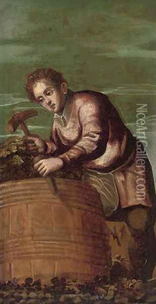 A wine harvester, a fragment Oil Painting - Bonifacio Veronese (Pitati)