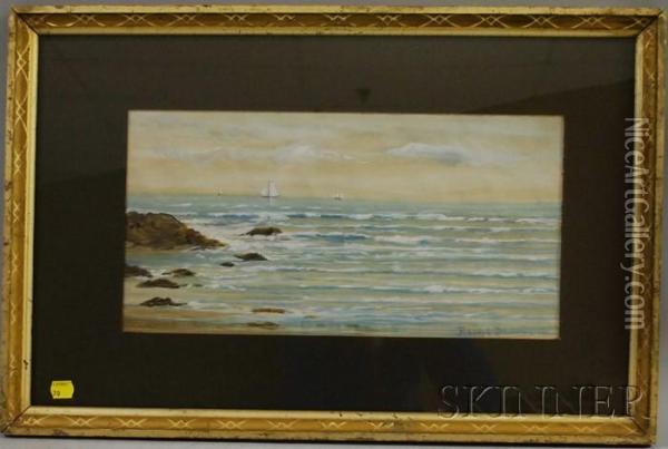 Seascape With Distant Ships Oil Painting - Edmund Darch Lewis