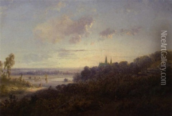 A Panoramic View Of Cleves Oil Painting - Pieter Lodewijk Francisco Kluyver
