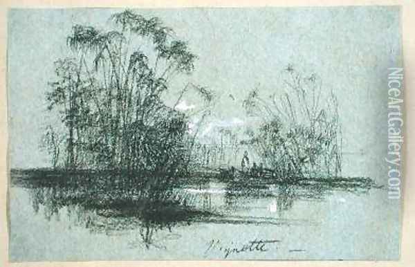 Papyrus on the Anapus Oil Painting - Edward Lear