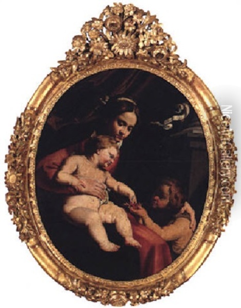 The Virgin And Child With The Infant Saint John The Baptist Oil Painting - Abraham Janssens