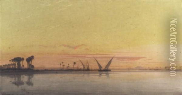Schiffe Auf Dem Nil Oil Painting - Etienne Duval