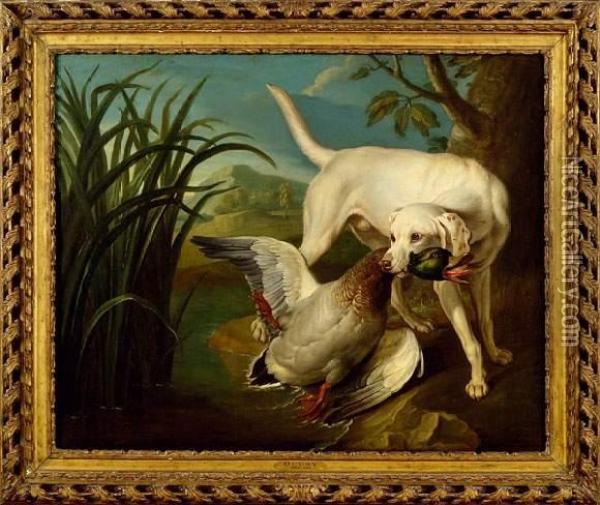 Chien Attrapant Un Colvert Oil Painting - Jean-Baptiste Oudry