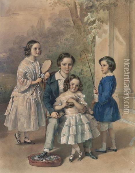 The Christie Children Oil Painting - Johann Friedrich Dietler