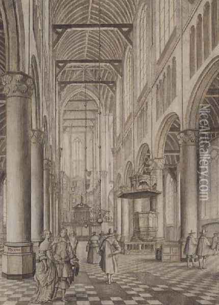 Interior of the New Church, Delft Oil Painting - Johannes Coebermans