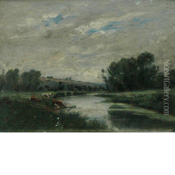 On The Marsh Oil Painting - Charles-Francois Daubigny