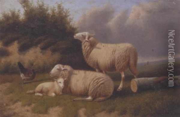 Sheep Resting Oil Painting - Jacob Van Dieghem