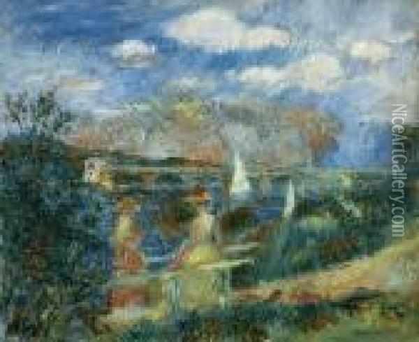 Bord De Seine A Argenteuil. 1880. Oil Painting - Pierre Auguste Renoir