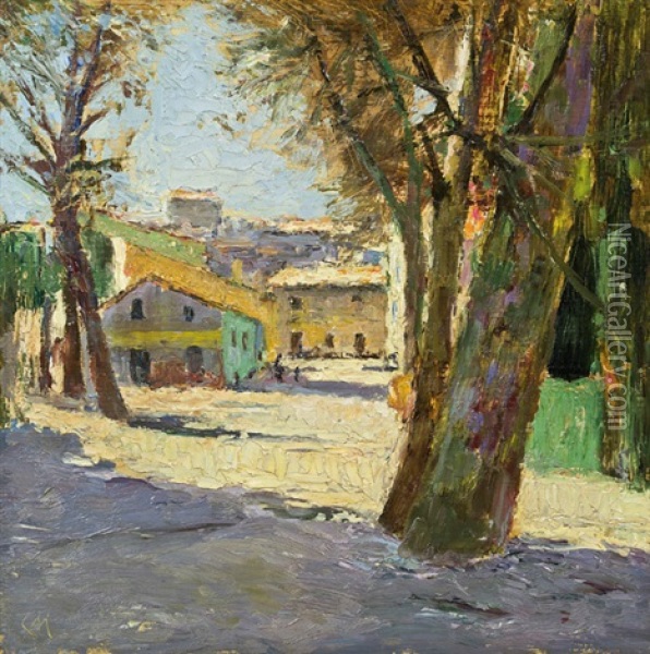 Landschaft In Cagnes Sur Mer Oil Painting - Carl Moll