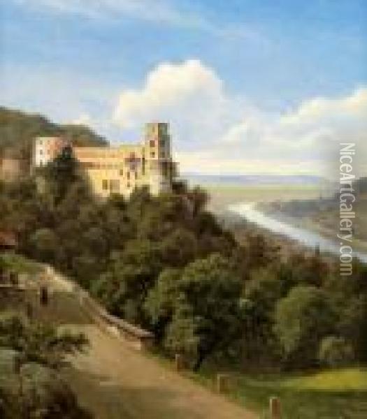 Veduta Del Castello Di Heidelberg Oil Painting - Georg Emil Libert