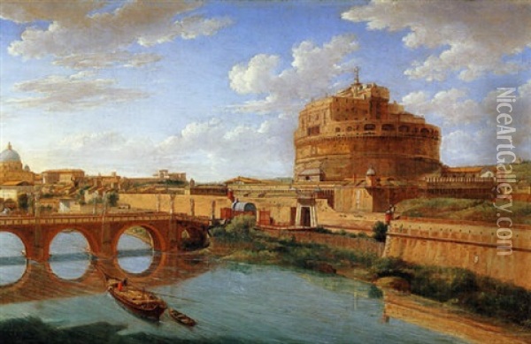 View Of The Castel Saint' Angelo, Rome Oil Painting - Hendrick Frans van Lint